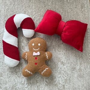 Christmas Pillows: Gingerbread, Candy Cane, & Bow
